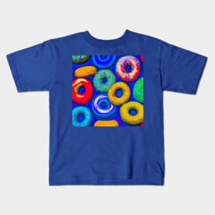 Colorful Donuts Blue Kids T-Shirt